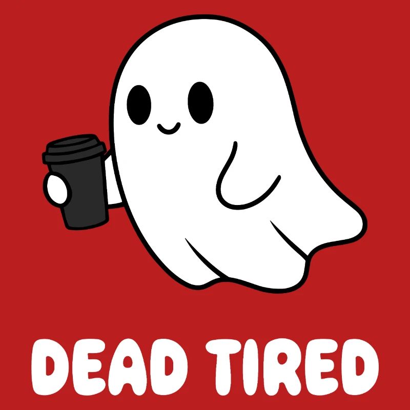 Coffee Ghost Tired Ghost with Mug