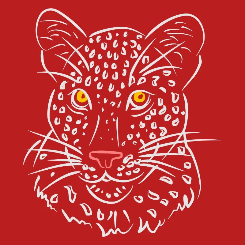 Leopard face illustration in black and white