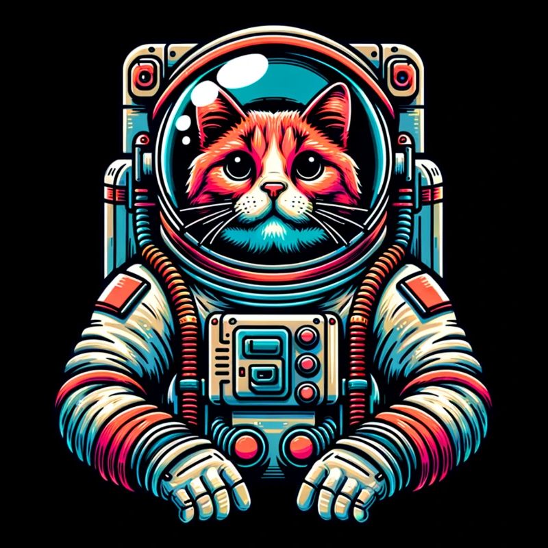Little cute cat as astronaut spaceman