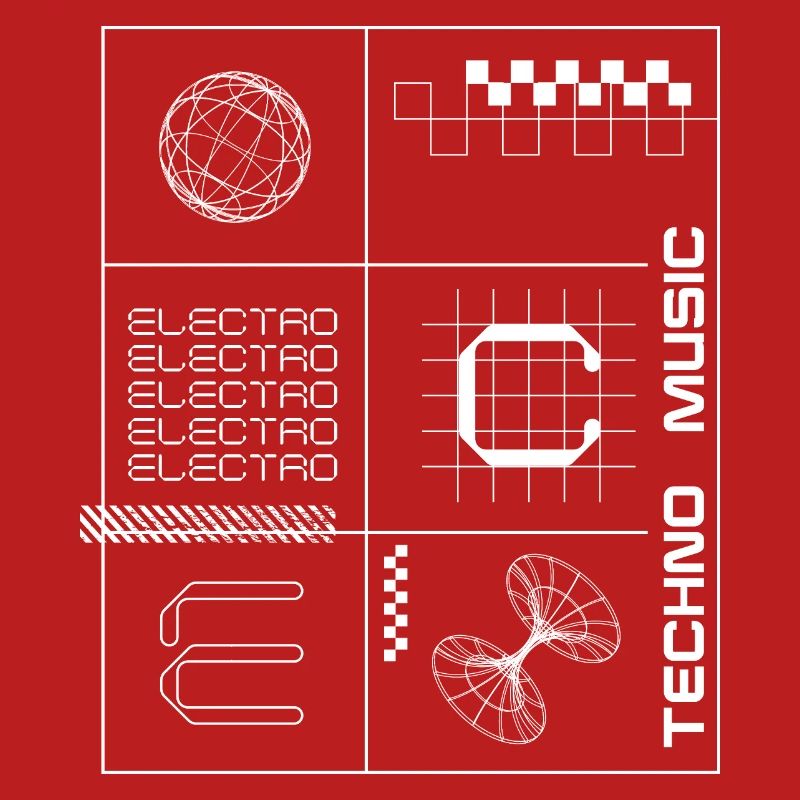 Affiche géométrique Elecotro Tech Grid Retro