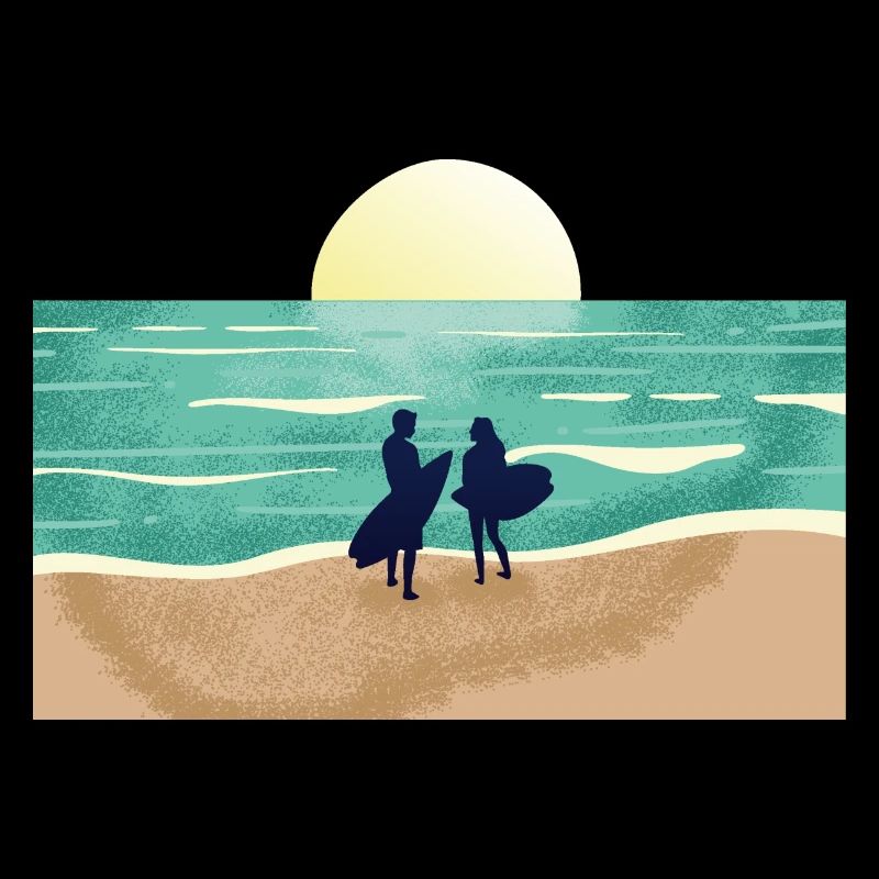 Surfeur au coucher du soleil d’été