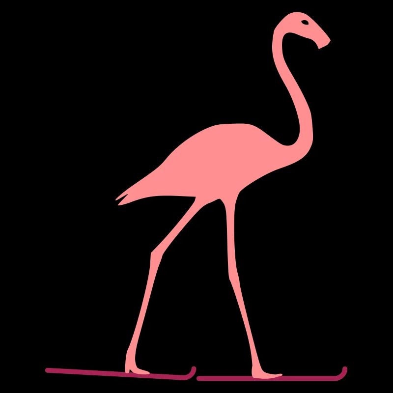 Flamingo fährt Ski