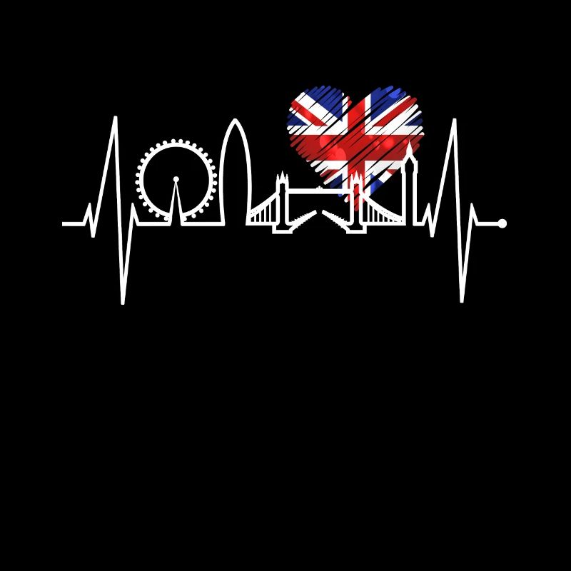 London Heartbeat Skyline England Flag Gift