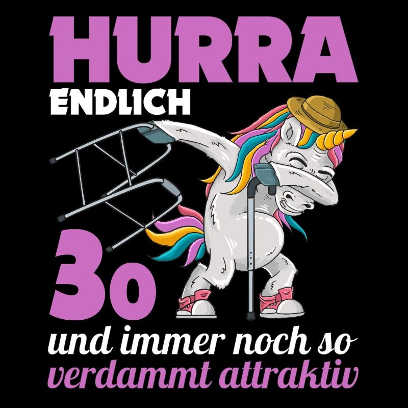 30. Geburtstag 30 Jahre Einhorn mit Rollator Stock