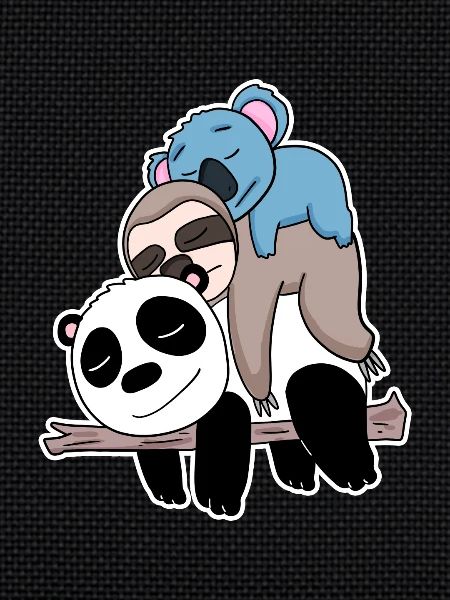 Panda sloth and koala