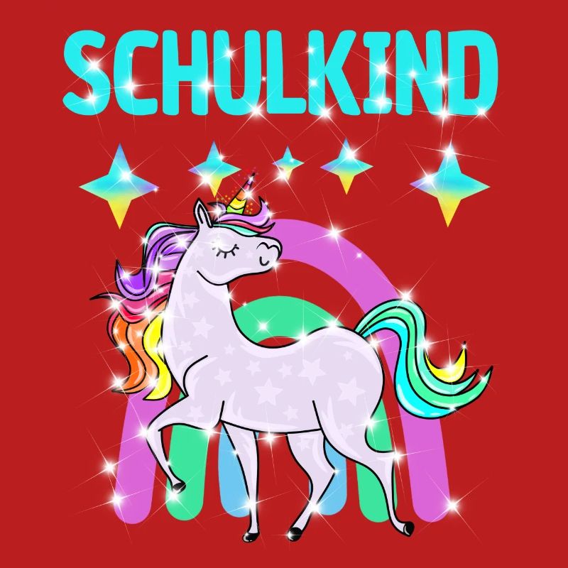 Schulkind Glitzer Einhorn mit Regenbogen