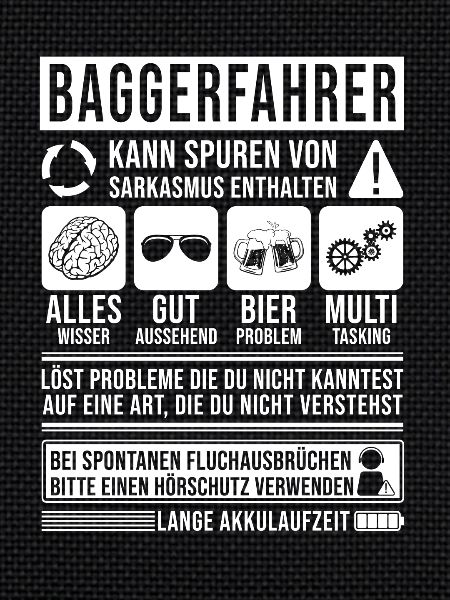 Baggerfahrer Spruch lustig