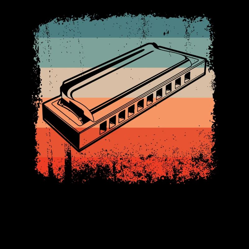 Silhouette du joueur d’harmonica rétro