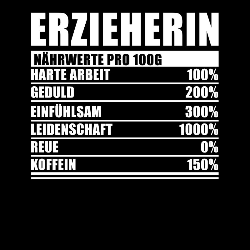 Erzieherin Geschenk Nährwerte pro 100g