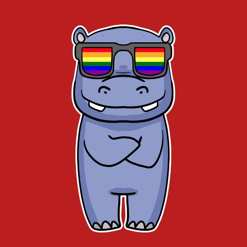 Regenbogen - Nilpferd mit Brille