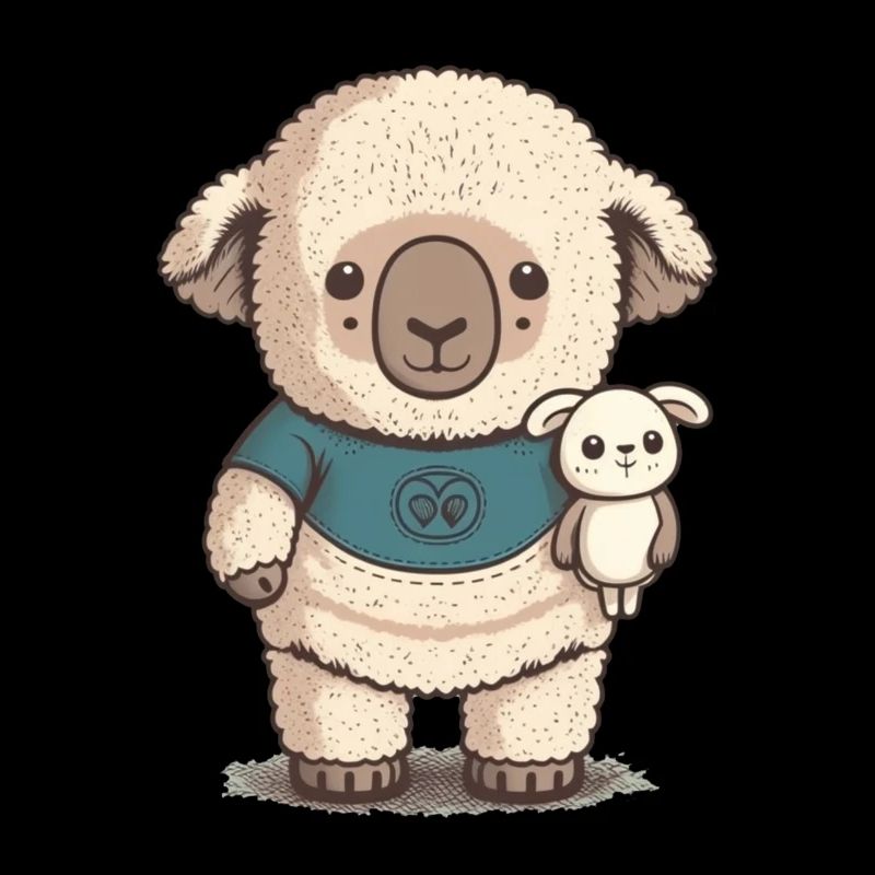 Verschlafenes Schaf mit Kuscheltier