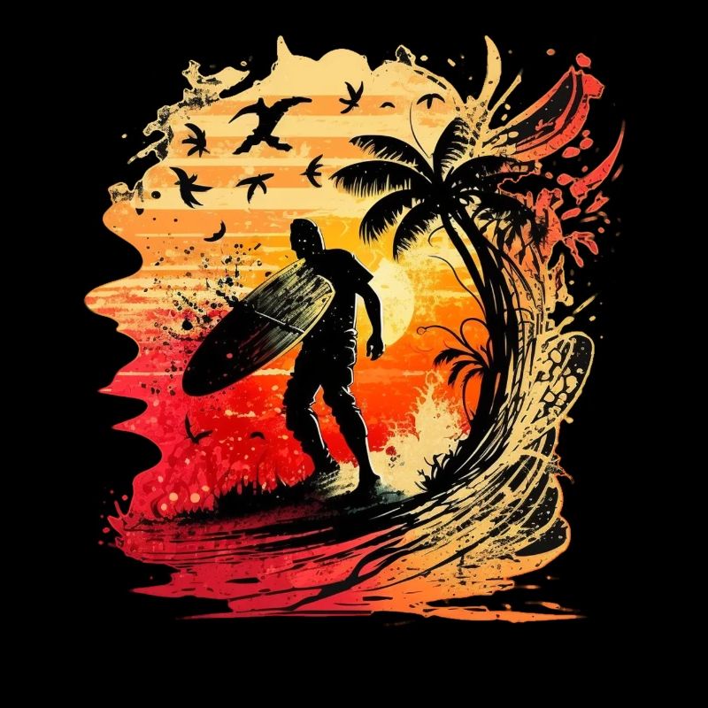 Cooler Surfer im ersten Morgenlicht