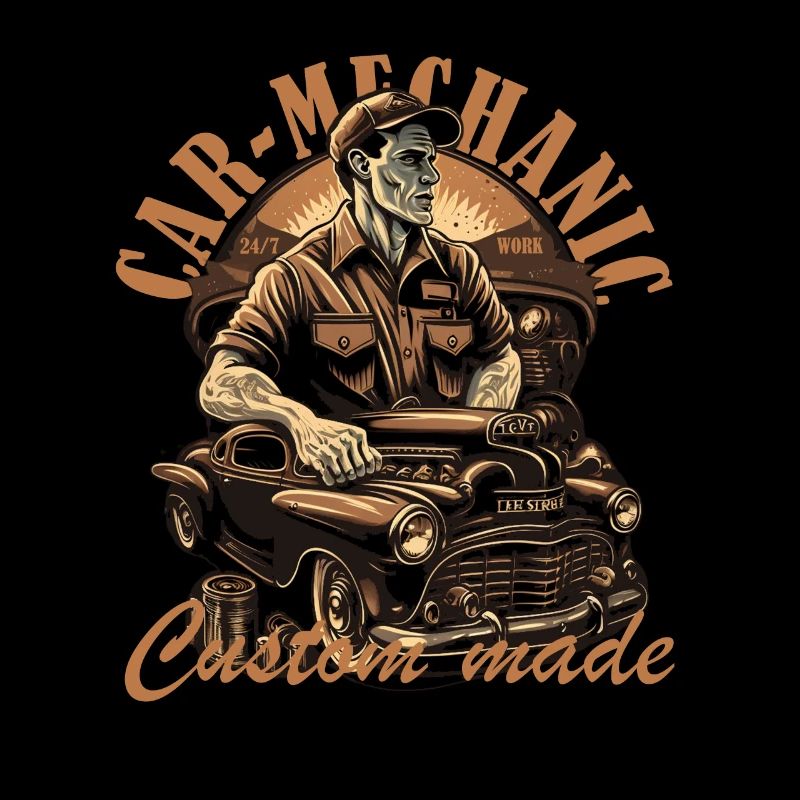 Automechaniker mit Schriftzug