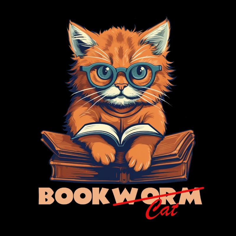 Chat avec livre et lettrage
