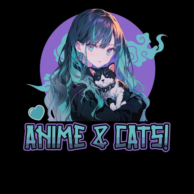 Anime and Cats Kawaii Mädchen Anime