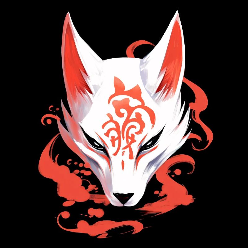Anime Fox Mask Kitsune Kumiho Samurai Japan