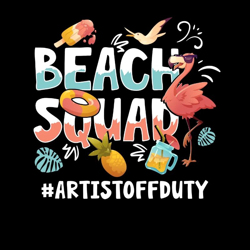 Groupe de plage de vacances d’artiste