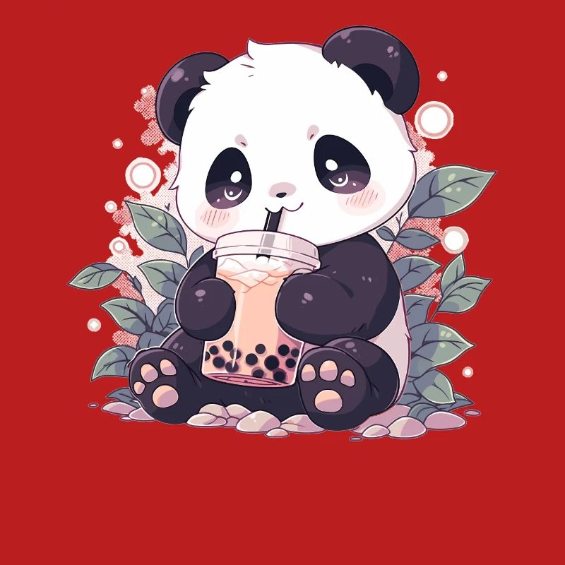 Kawaii Panda boit Boba Bubble Tea Chibi