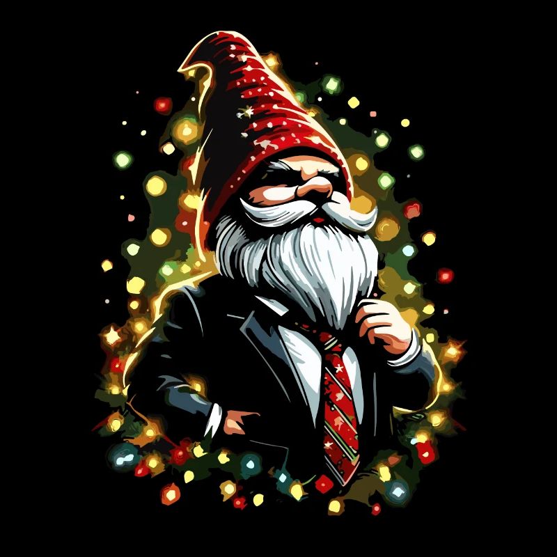 Chef gnome avec guirlandes lumineuses