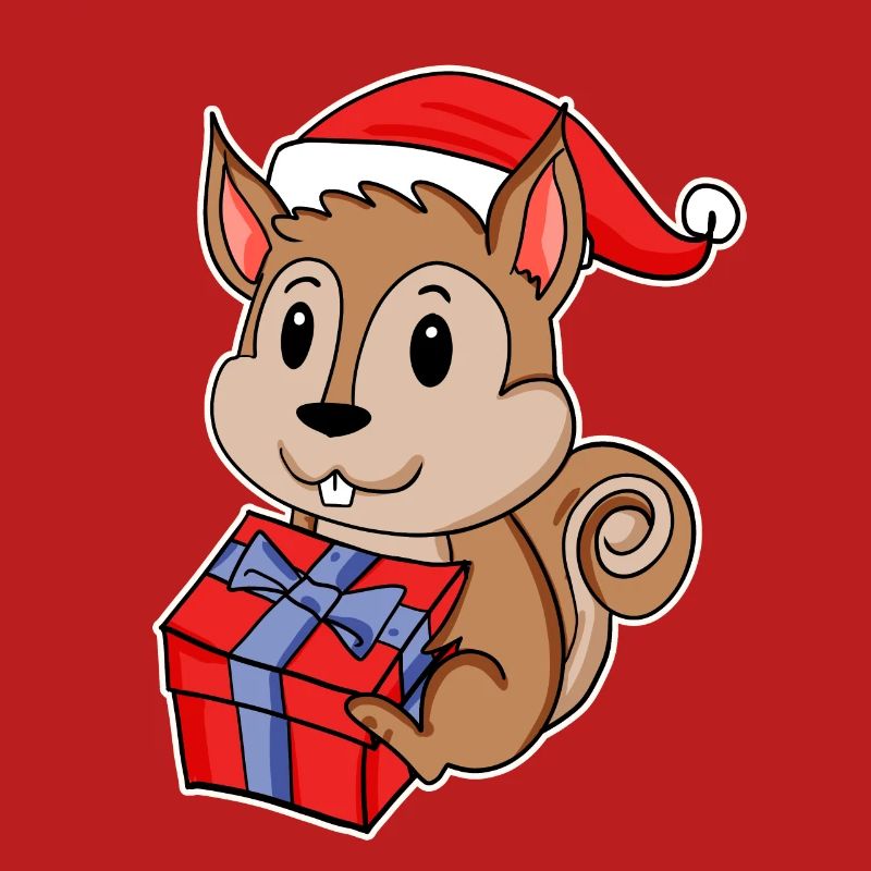 Eichhörnchen mit Weihnachtsmütze