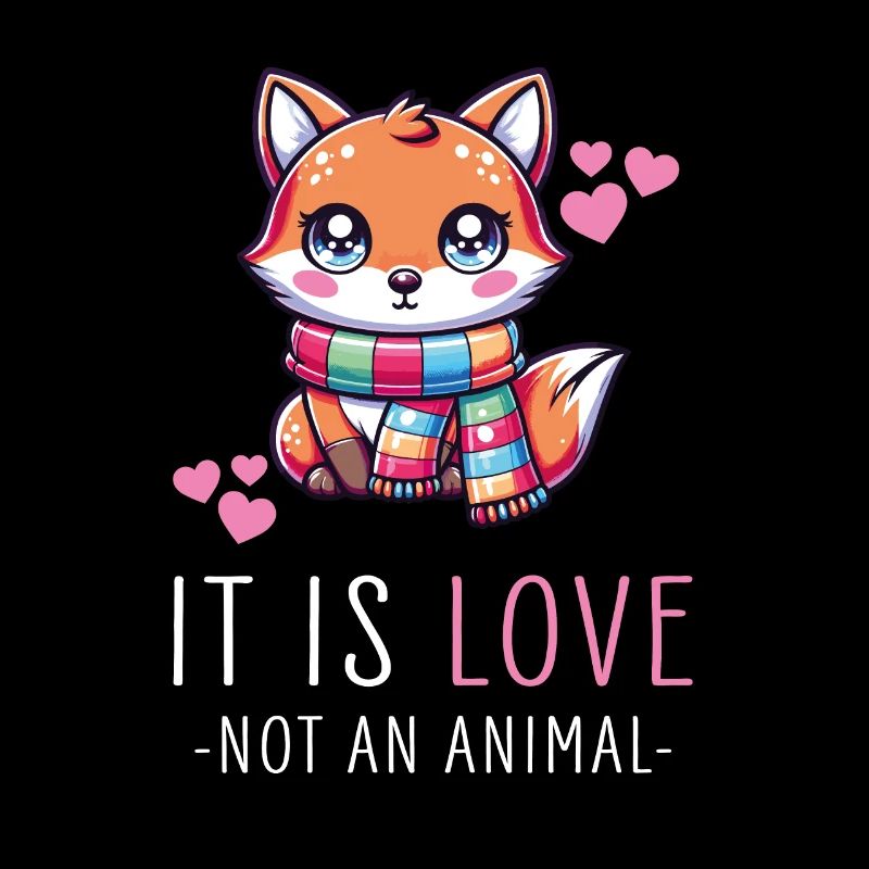 Renard kawaii avec écharpe Art - c’est l’amour pas un