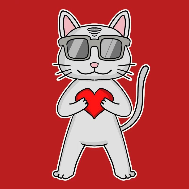 Katze mit Herz und Brille - Devon Rex