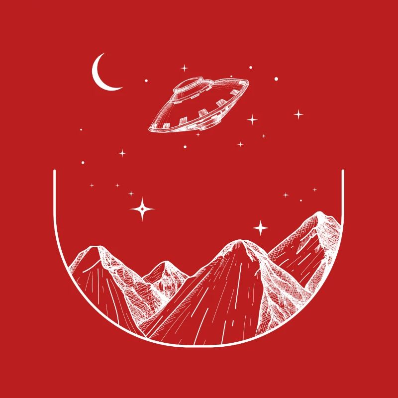 Mountains Night Sky UFO