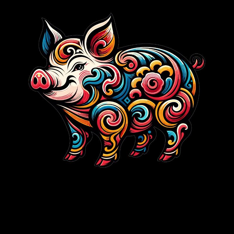 Cochon du zodiaque chinois Design graphique élégant
