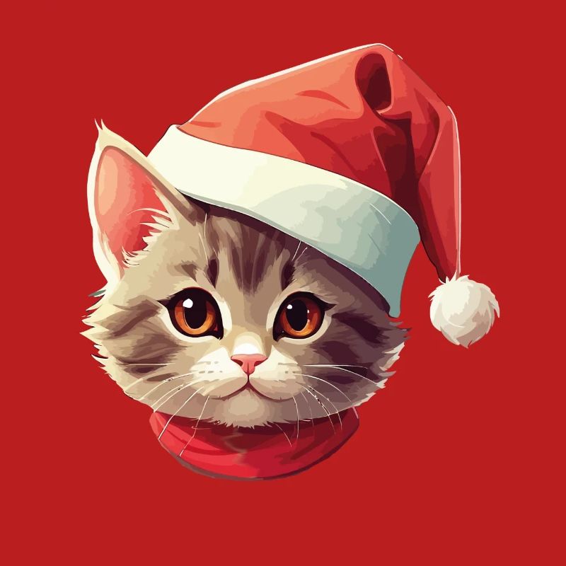 Visage de chat Père Noël Saint-Nicolas chat Noël