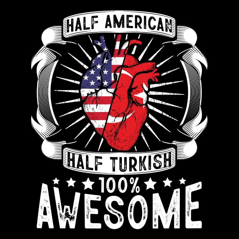 Turkey USA Flag - Half American Half Turkish