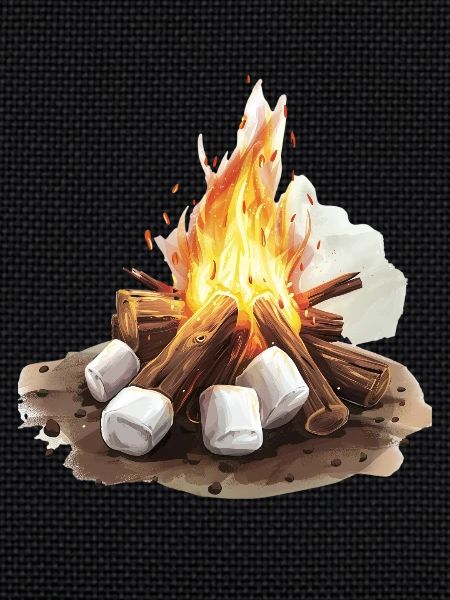 Cozy campfire with marshmallows