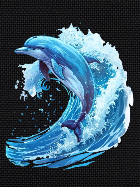 Springender Delfin in Blauer Welle