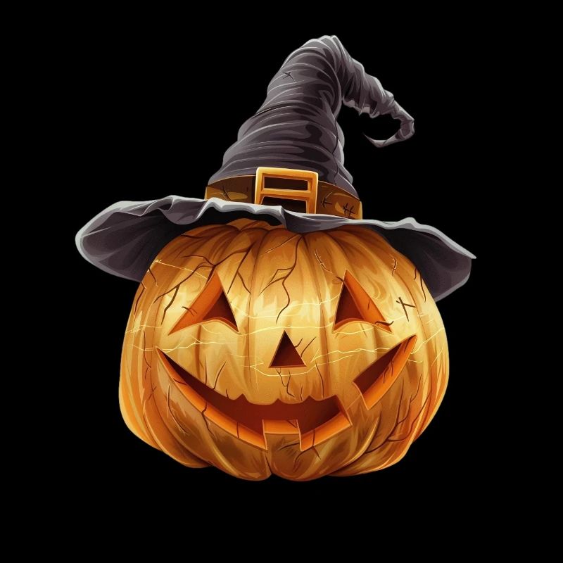 Citrouille effrayante avec chapeau de sorcière
