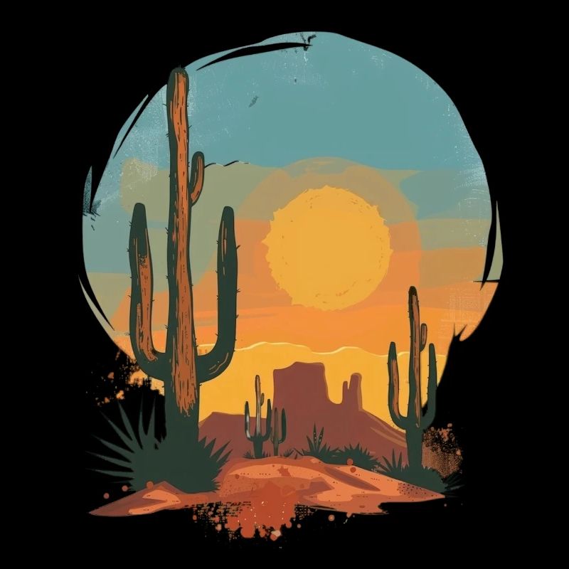 Paysage désertique au coucher du soleil