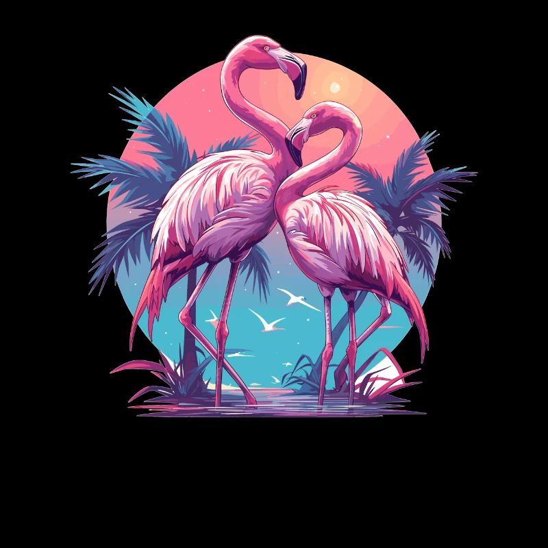 Flamingos Sunset Beach Ocean Flamingo