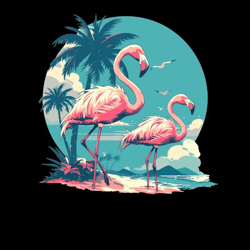 Flamingos Sunset Beach Ocean Flamingo