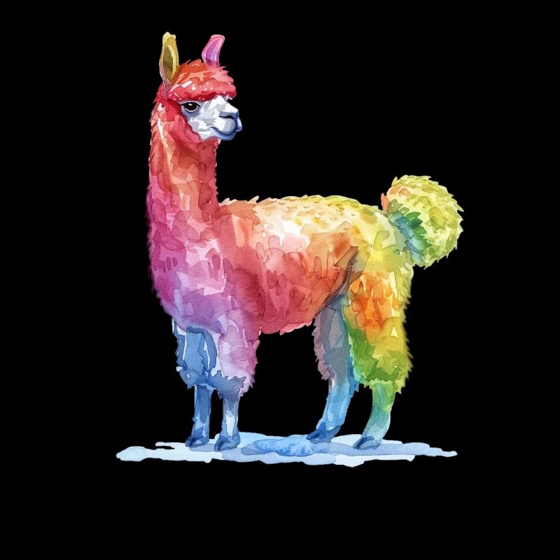 Peinture à l’aquarelle de lama coloré