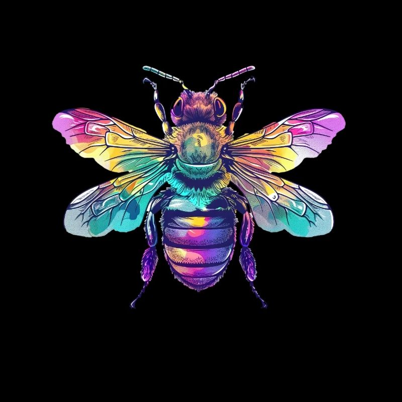 Bunte Biene mit Regenbogenflügeln