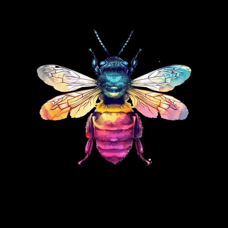 Illustration d’abeille colorée avec des couleurs arc-en-ciel