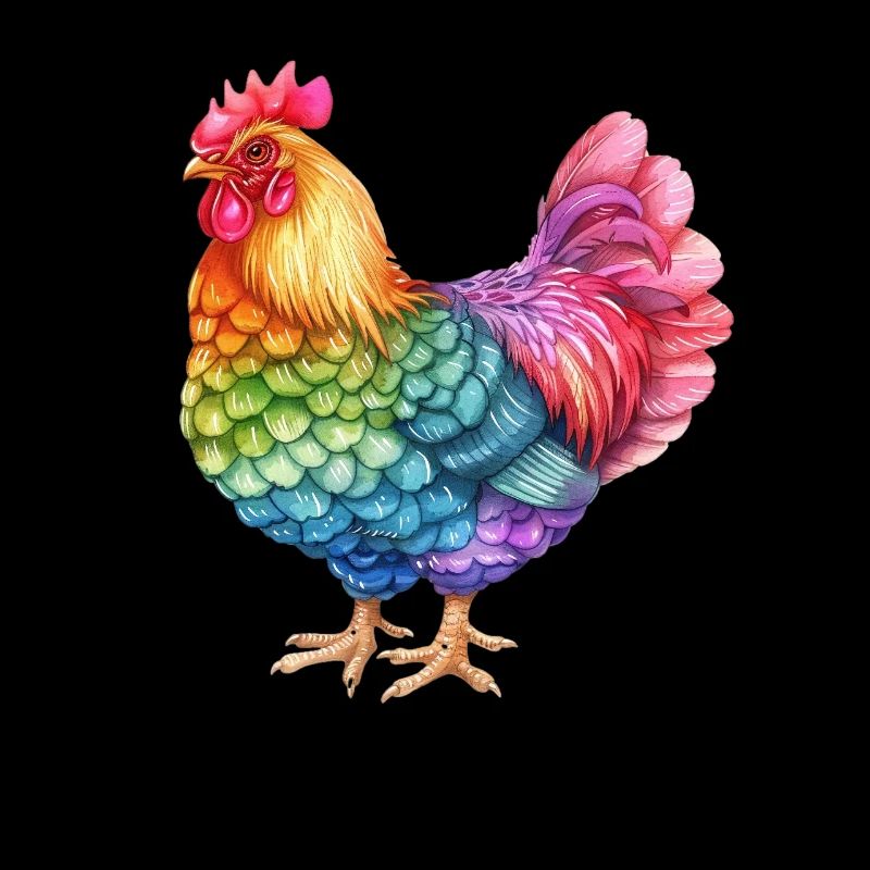Buntes Huhn Regenbogen - Farbenfrohes Hühnerleben