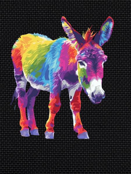 Bunter Esel Regenbogen Kunstwerk