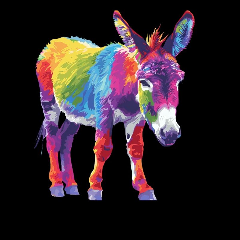 Bunter Esel Regenbogen Kunstwerk