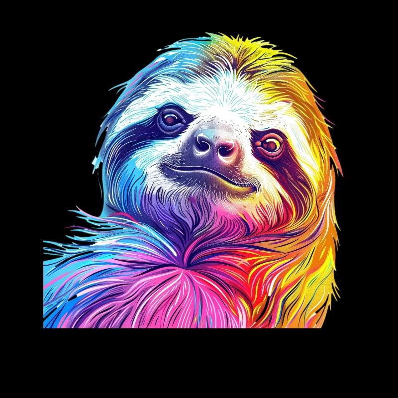 Colorful sloth head in rainbow style