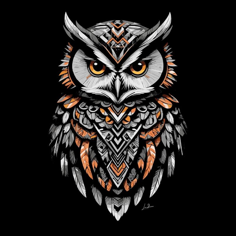 Orange Geometric Owl