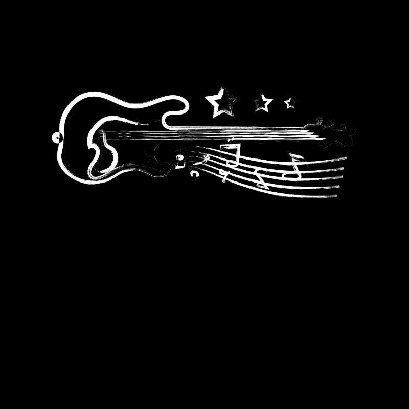 Drawn line art bass guitar