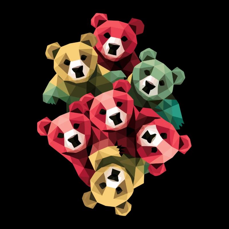 Low Poly Bären Gruppe Kunstwerk