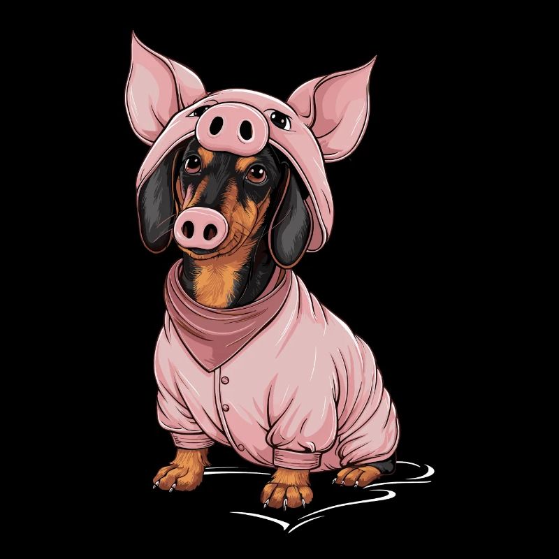 Dackel in Kostümen als Schwein