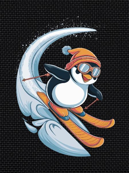 Penguin Skiing Fun Winter