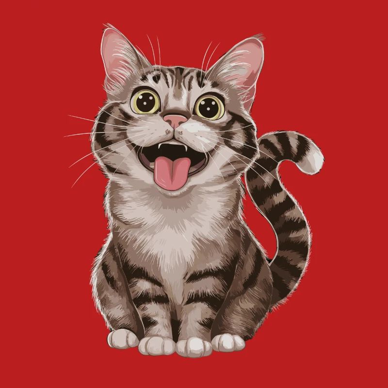 Fröhliche Getigerte Katze Mit Weit Geöffneten