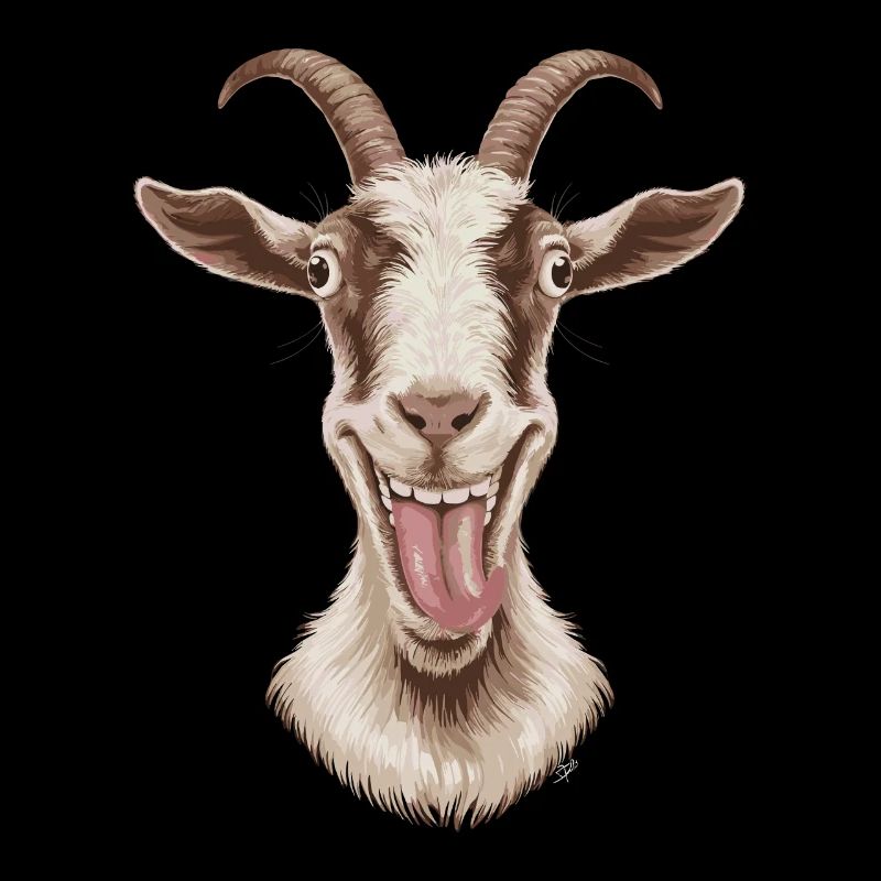 Drôle de chèvre avec la langue qui pend